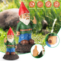 Naughty Garden Gnome Decor Yard Lawn Ornament Funny Dwarfs Statue Middle... - $21.99