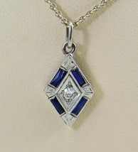 14K White Gold Plated 2.20Ct Baguette Simulated Sapphire Beautiful Pendant Women - £88.61 GBP