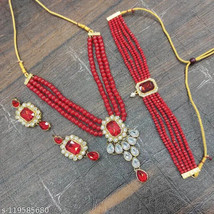 Kundan Pearl choker Rani Haar Mala Necklace Jewelry Traditonal Women Set 124 - £19.18 GBP