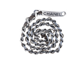 1996 Retro French Chanel belt Silver-tone with leather - $602.91