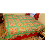 Vintage Hand Sewn 96&quot; x 77&quot; Queen YO YO Quilt Coverlet Blanket 1930&#39; Cotton - €335,57 EUR