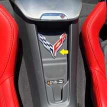 C8 Corvette Waterfall Wireless Phone Charging Bay Crossed Flag Emblem Size: 4.5&quot; - $21.95