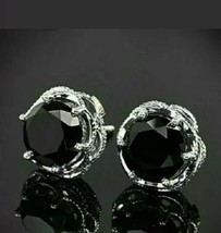 4Ct Rond Brillant Simulé Noir Boucles Oreilles Diamant 14k Plaqué or Blanc - £75.44 GBP