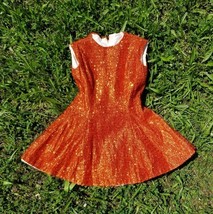 Vintage 1950-60 Orange Lame Eyelash Peplum Top XS - $28.71