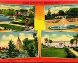 Multiview Scenes At Wade Park Cleveland Ohio OH Linen Postcard B8 - £3.85 GBP