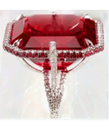 Dazzling Red Cubic Zirconia Stimulated Ring - $329.27 MXN