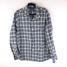 Apt.9 Mens Button Down Plaid Soft Touch Flannel Shirt Slim Fit Gray XL - £9.90 GBP