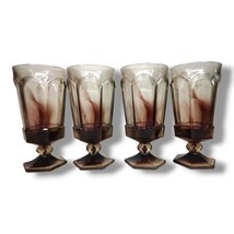 4 Fostoria Virginia Glass Smokey Brown Footed Iced Tea Water Glass Goble... - $48.99