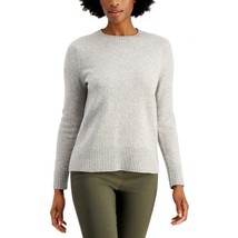 Charter Club Womens L Silver Tin Heather Crew Neck Tight Knit Sweater NW... - $34.29