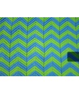Vintage Crochet Handmade Afghan Green Blue Throw Blanket Chevron Zig Zag... - £31.43 GBP