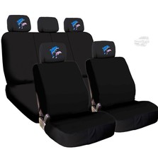 New Black Cloth Dolphin Logo Front and Rear Car Seat Covers For Nissan  - £27.13 GBP