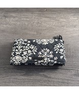 Vera Bradley Wallet  Trifold Gray White Black Floral Pattern Quilted - $12.64