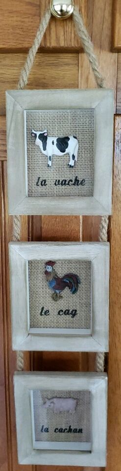 Primary image for Kirkland's Farmhouse Shadowbox ~ Trio 3.5" x 5" Boxes ~ Wooden ~ Hanging Plaque