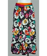 VTG Aileen Colorful Floral Attached Belt Wide Flare 2-Pkt Knit Skirt Wm&#39;... - $31.44 CAD