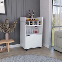 Phoenix Bar Cart: 2 Shelves, 4 Cubbies, Cabinet - $175.99
