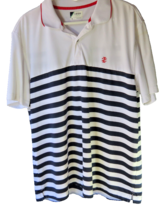 Izod Golf Men&#39;s Collared Shirt XL Black/White Stripe Short Sleeve - £6.62 GBP