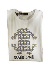 Roberto Cavalli Mens T- Shirt Printed White S / S Crew Neck 100% Authentic Xl - $42.04