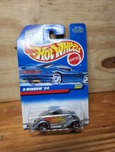 1998 Hot Wheels 3-WINDOW &#39;34 Ford Silver #257 New In Package Nip - £5.90 GBP