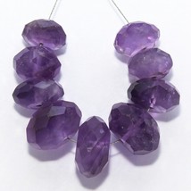 79.70cts Natural Amethyst Faceted Rondelle Beads Loose Gemstone 11x7mm To 14x9mm - £10.09 GBP