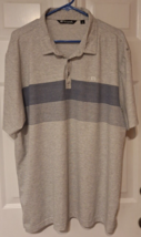 Travis Mathew Shirt Men&#39;s Size 2XL Gray Stripe Golf Pima Blend XXL Polo  - £14.15 GBP