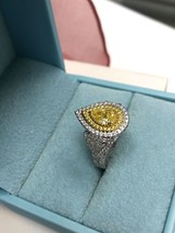 GIA Certified 2.03Ct Pear Intense Yellow Diamond Ring 18k Gold - £6,804.92 GBP