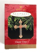 VTG 1997 Hallmark Keepsake Ornament Classic Cross Precious Metal Blue Re... - $185.61 MXN