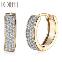 925 Sterling Silver Single Row AAA Zircon Gold Earrings For Women Gift Fashion C - $19.92