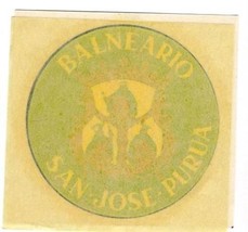 Balneario Hotel Luggage Label San Jose Purua Mexico Peel Off - £9.49 GBP