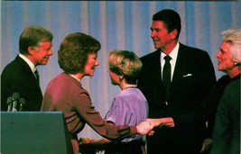 JIMMY Carter Ronald Reagan 1980 Presidenziale Debate Unp Cromo Cartolina E4 - £3.17 GBP