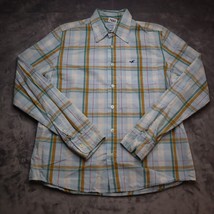 Hollister Shirt XL Blue Plaid Long Sleeve Button Up Flannel Western Preppy Mens - £23.72 GBP