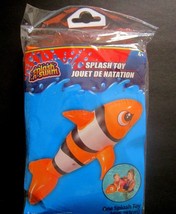 Splash-N-Swim Splash Toy 23&quot; Clown Fish Ride-On Inflatable Pool Animal Age 4+New - £9.32 GBP