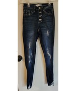Womens 0 23 KanCan Blue Distressed Button Fly Skinny Denim Jeans Style K... - $165.69 MXN