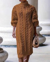 Knitted Sweater Dress - Soft, Elegant and Warm Long Sleeve Dress for Aut... - £28.55 GBP