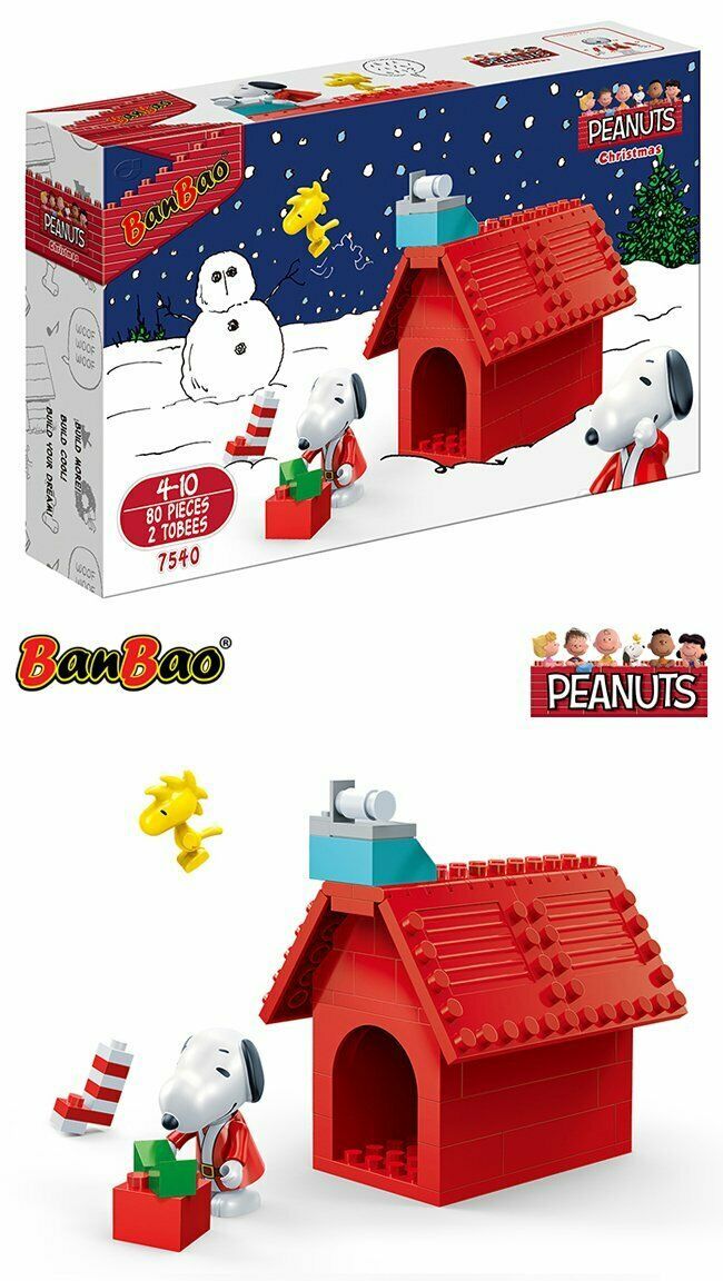Primary image for Peanuts - Snoopy & Woodstock Christmas Doghouse Building Set by Ban Bao