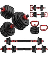 4-in-1 Adjustable Dumbbell Set 20LBS Barbell, Kettlebell, Push-Up Stand - £78.07 GBP