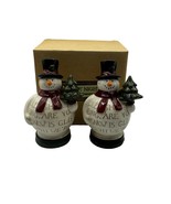 Snowman Salt &amp; Pepper Shakers Ceramic Silent Night Theme Holiday Table D... - $18.80