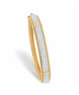 PalmBeach Jewelry Round Gold-Plated Genuine Diamond Accent Bangle Bracel... - £38.51 GBP