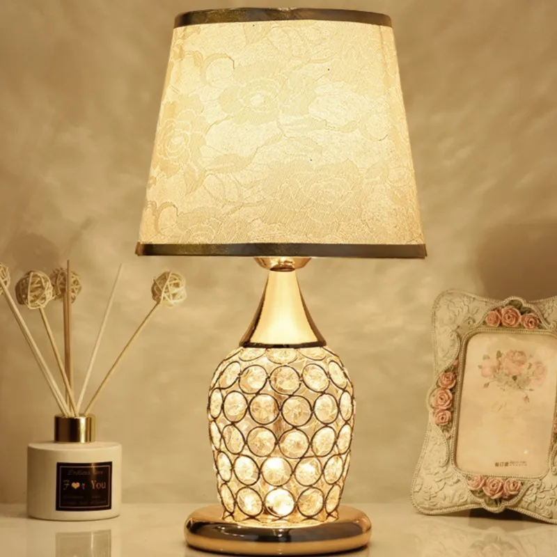 European-Style Crystal Table Lamp Ins Simple Modern Bedroom Warm Romantic - $48.95+