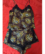 Victorias Secret Leopard Satin Cami Tap Pant Sz S M Barbizon Wonder Maid... - £15.68 GBP