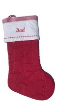 Pottery Barn Kids Quilted Red Christmas Stocking Monogrammed DAD - £19.36 GBP