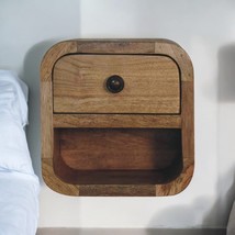 Artisan Furniture Solid Wood Mini Curved Oak-ish Bedside with Open Slot,... - $124.00