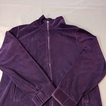 Jennifer Moore Women's Cotton Blend Full Zip Pockets Velvet Purple Soft Jacket M image 9