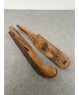 Antique Primitive Early Wooden Hand Forged Iron Ice Skates Blades Wood EG - $843.26 MXN