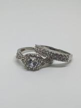 SUN Sterling Silver 925 Moissanite Engagement Ring Set Size 7 - £35.83 GBP