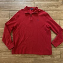 Ralph Lauren Polo 1/4 Zip Red Sweater Sweatshirt Size XL - £39.95 GBP