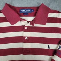 Polo Golf Ralph Lauren Mens XL Burgandy Stripe Short Sleeve Shirt XL  - £12.98 GBP