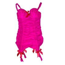 Victoria&#39;s Secret Sexy Bright Pink Corset Lingerie w/ Garter Belts 34C - £21.43 GBP
