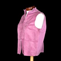 J. Jill Faux Suede Ribbed Knit Sweater Vest Collar Zipper Pink Dusty Rose Large - £19.45 GBP