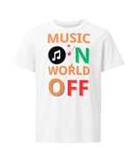 Unisex Music Shirt - Music On World Off Graphic Tee for Music Lovers - $26.00