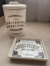 OUIJA Halloween Cookie Jar Cheese Plate Set-MAGENTA Ceramic Black/White EUC - $61.38